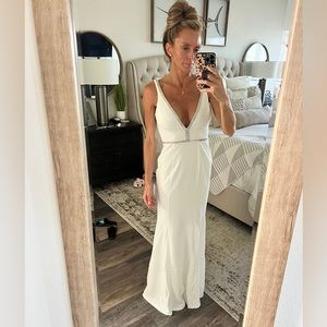 Stunning neckline and back!!!! Worn once, white full length formal.